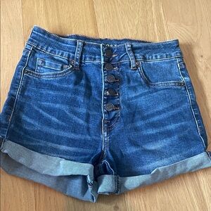 Aeropostale Blue Jean Shorts with Button Detail